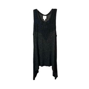 Knox Rose Striped Boho Embroidered Sleeveless Sharkbite Top